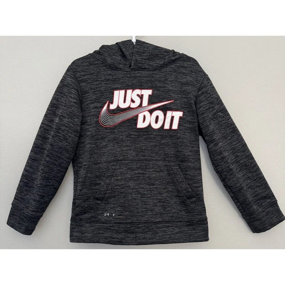 Nike Boys 4/5 Black/Gray Pullover Kangaroo Pocket Logo Hoodie